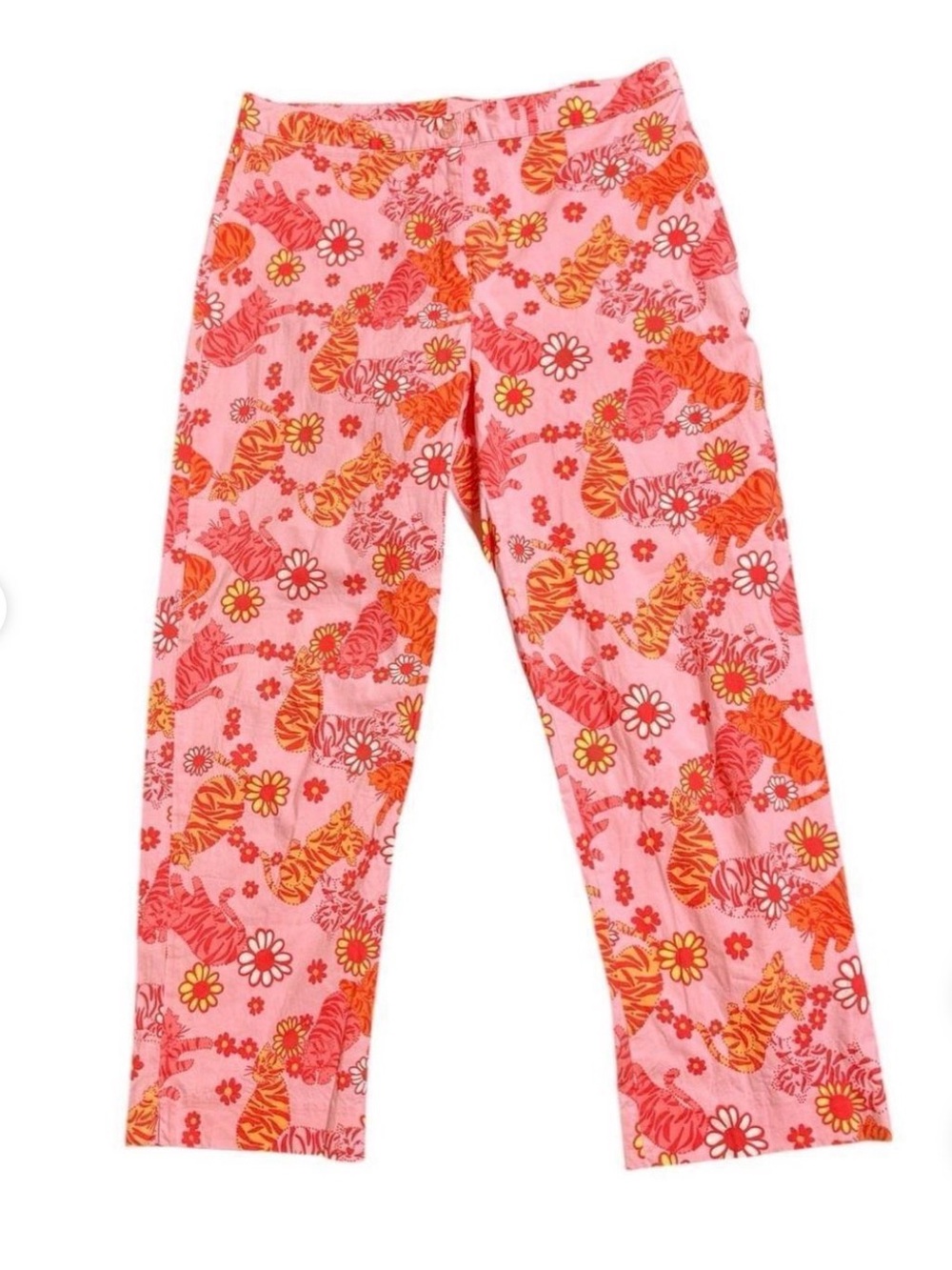 Vintage Lilly Pulitzer Tango Tiger Capri White Label Size 8